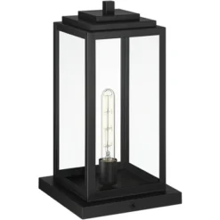 John Timberland Modern Outdoor Pier Mount Light Matte Black 17" Clear Glass Shade For Post Exterior Barn Deck House Porch Yard -Adesso Shop GUEST a6394d74 e030 4d25 9574 e35b0ed1d72a
