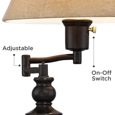 Regency Hill Traditional Desk Table Lamp Swing Arm With Hotel Style USB Charging Port 21.75" High Bronze Metal Faux Leather Bell Shade For Bedroom 7 Regency Hill Traditional Desk Table Lamp Swing Arm With Hotel Style USB Charging Port 21.75" High Bronze Metal Faux Leather Bell Shade For Bedroom - Image 5