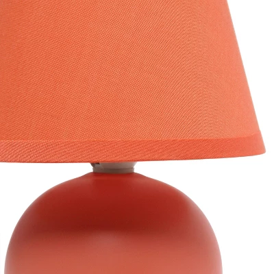 8.66" Petite Ceramic Orb Base Bedside Table Desk Lamp With Matching Tapered Drum Fabric Shade Orange - Creekwood Home 10 8.66" Petite Ceramic Orb Base Bedside Table Desk Lamp With Matching Tapered Drum Fabric Shade Orange - Creekwood Home - Image 8