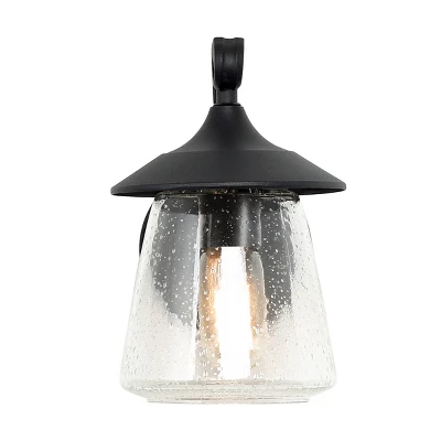 9.8" Metal/Glass Outdoor Lamp Black - LNC 7 9.8" Metal/Glass Outdoor Lamp Black - LNC - Image 5