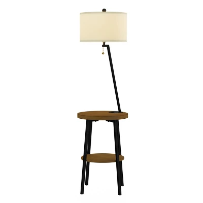 Hastings Home Floor Lamp With Table, Shelves, USB Charging Port And Drum Shade 9 Hastings Home Floor Lamp With Table, Shelves, USB Charging Port And Drum Shade - Image 7