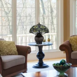 18.25" Metal Contemporary Mission Table Lamp With Tiffany Glass Shade - Cal Lighting -Adesso Shop GUEST a78bf2d5 1785 4a17 b728 e5e706af7046