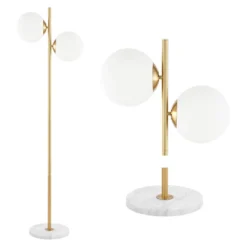 60.5" 2-Light Oscar Modern Parisian Candlestick Iron Floor Lamp (Includes LED Light Bulb) Brass Gold/White - JONATHAN Y -Adesso Shop GUEST a7d47b78 1545 4dfb adb3 fbfc9f66b059