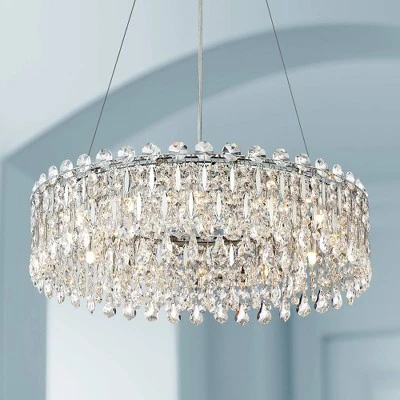Possini Euro Design Alyssa Chrome Drum Chandelier 23 1/2" Wide Modern Crystal 12-Light LED Fixture For Dining Room Kitchen Island Entryway Bedroom 3 Possini Euro Design Alyssa Chrome Drum Chandelier 23 1/2" Wide Modern Crystal 12-Light LED Fixture For Dining Room Kitchen Island Entryway Bedroom