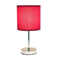 11.81" Traditional Petite Metal Stick Bedside Table Desk Lamp In Chrome With Fabric Shade Wine Red - Creekwood Home -Adesso Shop GUEST a8b5ed48 0bca 498a a077 8c301f8600cc