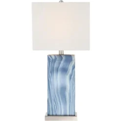 360 Lighting Connie Modern Table Lamps 25" High Set Of 2 Blue Faux Marble With USB Charging Port Table Top Dimmers White Shade For Bedroom Office Desk -Adesso Shop GUEST a950faa6 056a 46be 9811 86795f4bb7e4