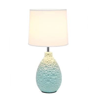 14.17" Traditional Ceramic Texture Thumbprint Tear Drop Table Desk Lamp With Tapered White Shade Blue - Creekwood Home 4 14.17" Traditional Ceramic Texture Thumbprint Tear Drop Table Desk Lamp With Tapered White Shade Blue - Creekwood Home - Image 2