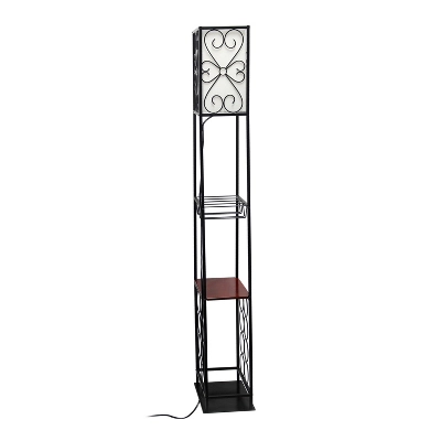 Etagere Organizer Wood Accented Storage Shelf And Wine Rack With Linen Shade Floor Lamp Black - Elegant Designs 13 Etagere Organizer Wood Accented Storage Shelf And Wine Rack With Linen Shade Floor Lamp Black - Elegant Designs - Image 11