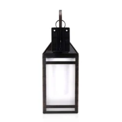 Solar Portable Hanging Outdoor Lantern With Hanger And Flame/Still Light Black - Techko Maid -Adesso Shop GUEST aadca30b bcee 4a6c 8214 ffd563effc79