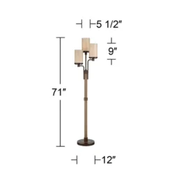Franklin Iron Works Astoria Rustic Farmhouse Floor Lamp 71" Tall Bronze Faux Wood 3 Light Tree Tea Alabaster Glass For Living Room Bedroom Office Home -Adesso Shop GUEST aae30167 131d 4e9e 8afe cc85f4fd18a8