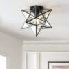 12" Metal/Glass Stella Moravian Star Flush Mount (Includes Energy Efficient Light Bulb) Black - JONATHAN Y -Adesso Shop GUEST ab6f326b d312 4d3a ab8b 9be83283682c