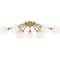 Possini Euro Design Spheres Modern Ceiling Light Flush Mount Fixture 28" Wide Warm Brass 9-Light LED Clear Globe Glass For Bedroom Kitchen Living Room -Adesso Shop GUEST abade089 293e 4379 bc21 affd77434d6d