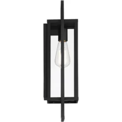 Possini Euro Design Jericho Modern Outdoor Wall Light Fixture Textured Black Metal 19" Clear Glass Panel For Post Exterior Barn Deck House Porch Yard -Adesso Shop GUEST ac45f3da ab77 41f1 9439 8c27f3afed8a