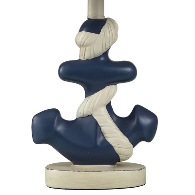 Montauk Molded Nautical Anchor Table Lamp With Fabric Shade Navy Blue/White - StyleCraft 4 Montauk Molded Nautical Anchor Table Lamp With Fabric Shade Navy Blue/White - StyleCraft - Image 2