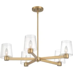 Possini Euro Design Satiny Gold Pendant Chandelier 27 1/4" Wide Modern Clear Glass Shades 5-Light Fixture For Dining Room House -Adesso Shop GUEST added775 1e3d 4c85 8c5f bc80d2ee6420