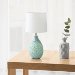 14.17" Traditional Ceramic Texture Thumbprint Tear Drop Table Desk Lamp With Tapered White Shade Blue - Creekwood Home 12 14.17" Traditional Ceramic Texture Thumbprint Tear Drop Table Desk Lamp With Tapered White Shade Blue - Creekwood Home -Adesso Shop GUEST ade8673a 67d9 4bd6 8ecf 7856617a64d4