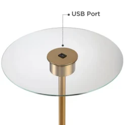 Possini Euro Design Volta Modern Floor Lamp With Tray Table 66" Tall Brass USB Charging Port White Drum Shade For Living Room Bedroom Office House -Adesso Shop GUEST ae42f343 3092 4467 92b4 cc5dfee6c9d2