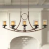 Franklin Iron Works Tafford Mahogany Wood Linear Pendant Chandelier 43 1/4" Wide Rustic Farmhouse Clear Glass 8-Light Fixture For Dining Room Kitchen -Adesso Shop GUEST ae47913f 33c2 4d7a b7ca 97e7fdd1b7f9