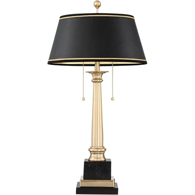Barnes And Ivy Georgetown Traditional Desk Lamp 28 1/2" Tall Warm Brass With USB Charging Port Black Shade For Bedroom Living Room Bedside Office Kids 9 Barnes And Ivy Georgetown Traditional Desk Lamp 28 1/2" Tall Warm Brass With USB Charging Port Black Shade For Bedroom Living Room Bedside Office Kids - Image 7