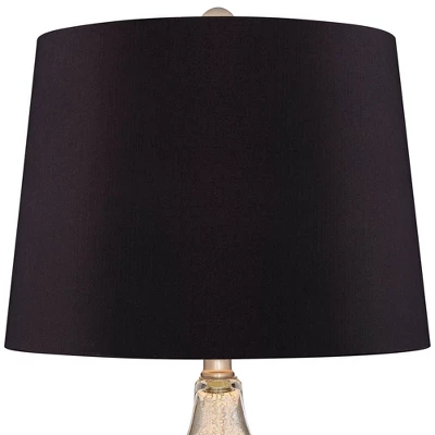 360 Lighting Castine Modern Accent Table Lamps 22" High Set Of 2 Mercury Glass With USB Charging Port Black Faux Silk Shade For Bedroom Bedside Desk 5 360 Lighting Castine Modern Accent Table Lamps 22" High Set Of 2 Mercury Glass With USB Charging Port Black Faux Silk Shade For Bedroom Bedside Desk - Image 3