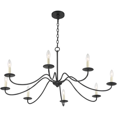 Franklin Iron Works Black Chandelier 42" Wide Farmhouse Rustic Bent Arms 8-Light Fixture For Dining Room Living House Foyer Kitchen Island Entryway 10 Franklin Iron Works Black Chandelier 42" Wide Farmhouse Rustic Bent Arms 8-Light Fixture For Dining Room Living House Foyer Kitchen Island Entryway - Image 8