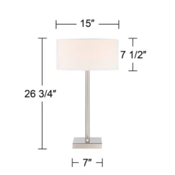 360 Lighting Andre 26 3/4" Tall Mid Century Modern Table Lamps Set Of 2 USB Port AC Power Outlet Silver Finish Metal White Shade Living Room Charging -Adesso Shop GUEST aecb2008 6584 4164 ae28 bc2c92085d85