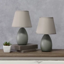 9.45" 2pk Petite Ceramic Oblong Bedside Table Desk Lamps With Matching Tapered Drum Shade Gray - Creekwood Home 18 9.45" 2pk Petite Ceramic Oblong Bedside Table Desk Lamps With Matching Tapered Drum Shade Gray - Creekwood Home -Adesso Shop GUEST af743401 5ed3 4881 b580 a45341e6e006