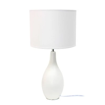 18.11" Traditional Standard Ceramic Dewdrop Table Desk Lamp With Matching Fabric Shade Off-White - Creekwood Home 5 18.11" Traditional Standard Ceramic Dewdrop Table Desk Lamp With Matching Fabric Shade Off-White - Creekwood Home - Image 3