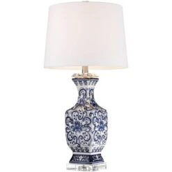 Barnes And Ivy Table Lamps 28" Tall Set Of 2 Porcelain Blue Floral Jar Geneva White Drum Shade For Living Room Family Bedroom Bedside -Adesso Shop GUEST aff0ca5d 6c2f 4628 8bfd 7a315ca92ff1