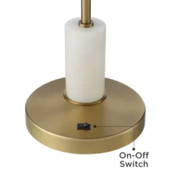 Possini Euro Design Luna Mid Century Desk Table Lamp 26 1/2" High Brass Metal With USB Charging Port Opal Glass Shade For Bedroom Living Room Bedside -Adesso Shop GUEST b0a96f2f d27e 4671 9d96 de1cb86fd479