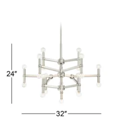 Possini Euro Design Marya Brushed Nickel Chandelier 32" Wide Modern 24-Light Fixture For Dining Room House Foyer Kitchen Island Entryway Bedroom Home -Adesso Shop GUEST b2adf0f2 31db 48d6 a357 054405825ecb