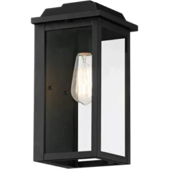 John Timberland Eastcrest Modern Outdoor Wall Light Fixture Textured Black 14" Clear Glass Panels For Post Exterior Barn Deck House Porch Yard Patio -Adesso Shop GUEST b2fbc73e e161 48e7 970b 5a636bd8a596