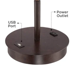 360 Lighting Modern Accent Table Lamp With USB And AC Power Outlet 23 1/2" High Bronze Fabric Drum Shade For Bedroom Living Room House Desk Bedside -Adesso Shop GUEST b3e9411d 4c23 4f75 96f4 cac9058e6543