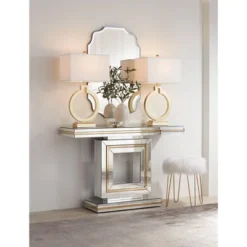 360 Lighting Modern Table Lamps 28 1/2" Tall Set Of 2 With USB Charging Port Brushed Gold Open Ring White Shade For Bedroom Living Room House Bedside -Adesso Shop GUEST b41600b8 897e 4d0a b3de e1f7b986bda5