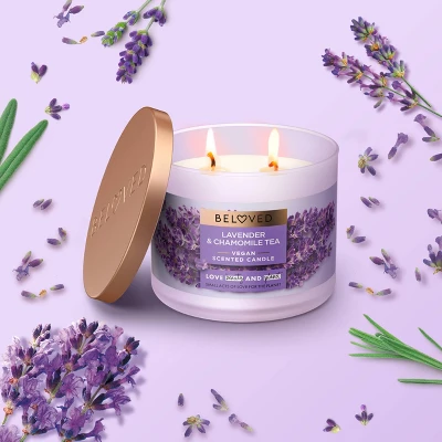 Beloved Lavender & Chamomile Tea 2-Wick Vegan Candle - 11.5oz 6 Beloved Lavender & Chamomile Tea 2-Wick Vegan Candle - 11.5oz - Image 4
