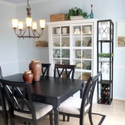 Etagere Organizer Storage Shelf Floor Lamp With Linen Shade Black - Simple Designs -Adesso Shop GUEST b64228ec 3542 4db5 b9b7 58c1871d3ff4