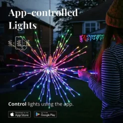 Twinkly Spritzer App-Controlled LED Lights Spritzer With 200 RGB (16 Million Colors) LEDs. 16 Inches Diameter. White Wire -Adesso Shop GUEST b651e76d 2850 40c1 8d4b 253d14c4ca01