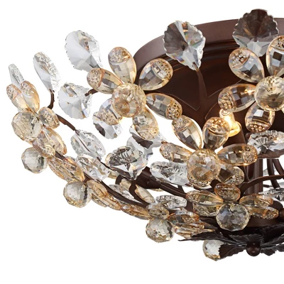 Vienna Full Spectrum Blooms Vintage Ceiling Light Semi Flush Mount Fixture 21" Wide Weathered Brown 5-Light For Bedroom Kitchen Living Room Hallway 4 Vienna Full Spectrum Blooms Vintage Ceiling Light Semi Flush Mount Fixture 21" Wide Weathered Brown 5-Light For Bedroom Kitchen Living Room Hallway - Image 2