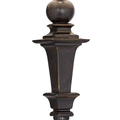 Regency Hill Traditional Floor Lamp 59" Tall Italian Bronze Taupe Faux Silk Square Hardback Shade For Living Room Reading Bedroom Office 4 Regency Hill Traditional Floor Lamp 59" Tall Italian Bronze Taupe Faux Silk Square Hardback Shade For Living Room Reading Bedroom Office - Image 2
