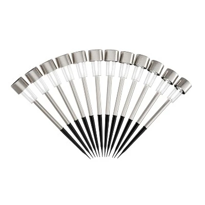 Nature Spring Solar Path Lights With Rechargeable Batteries - 12.2", Set Of 12, Silver 3 Nature Spring Solar Path Lights With Rechargeable Batteries - 12.2", Set Of 12, Silver