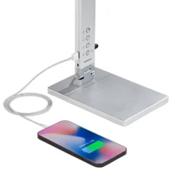 360 Lighting Jett Modern Desk Lamp 16 1/2" High Silver With USB Port And Nightlight LED Dimmer Touch On Off For Bedroom Bedside Nightstand Family Home -Adesso Shop GUEST b98e5965 67aa 48d5 b6e1 56cbc8d01f16