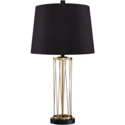 360 Lighting Nathan Modern Table Lamps 25 1/2" High Set Of 2 Gold Metal With USB Charging Ports Black Drum Shade For Bedroom Living Room Home Desk -Adesso Shop GUEST ba6cd160 dc05 4eb7 8f97 a7d10a56349a