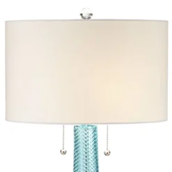Possini Euro Design Modern Table Lamps 28.5" Tall Set Of 2 Light Sky Blue Fluted Glass White Drum Shade For Living Room Bedroom Office Family -Adesso Shop GUEST baeaf23b c670 4011 8cc8 3b7264d65662