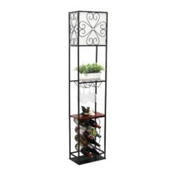 Etagere Organizer Wood Accented Storage Shelf And Wine Rack With Linen Shade Floor Lamp Black - Elegant Designs 17 Etagere Organizer Wood Accented Storage Shelf And Wine Rack With Linen Shade Floor Lamp Black - Elegant Designs -Adesso Shop GUEST bb2bf2ef f19d 457a 8e8c eb45757e7ba9