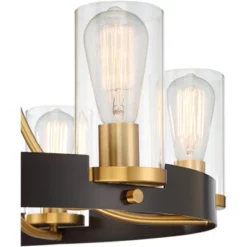 Stiffel Ferrers Dark Bronze Gold Chandelier 26" Wide Clear Glass Shade 6-Light Fixture For Dining Room House Foyer Kitchen Island Entryway Bedroom -Adesso Shop GUEST bcfa5d17 4134 41e7 82db 185fcb27b973