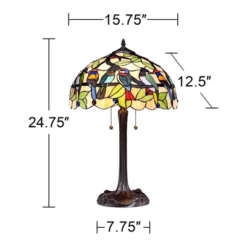 Robert Louis Tiffany Traditional Table Lamp 24.75" High Bronze Tropical Birds Stained Glass Shade For Living Room Family Bedroom Nightstand -Adesso Shop GUEST bd1c26a2 18b4 4d8c aea7 5e689b95d83c