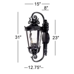 John Timberland Casa Marseille Vintage Rustic Outdoor Wall Light Fixture Textured Black Scroll 31" Clear Hammered Glass For Post Exterior Barn Deck -Adesso Shop GUEST bd79773f d193 4d81 bdfa 7996fd7bfbee