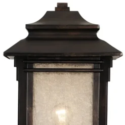 Franklin Iron Works Farmhouse Rustic Mission Outdoor Post Light Fixture Walnut Bronze Dimmable LED 37 1/2" Frosted Cream Glass For Exterior Barn Deck -Adesso Shop GUEST bdae2f75 bf73 4bd3 9102 04e33dac3948
