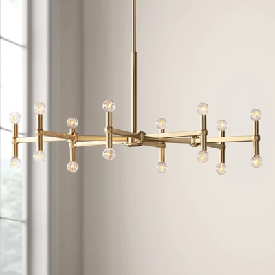 Possini Euro Design Marya Satin Brass Chandelier 37" Wide Modern 24-Light Fixture For Dining Room House Foyer Kitchen Island Entryway Bedroom Home 3 Possini Euro Design Marya Satin Brass Chandelier 37" Wide Modern 24-Light Fixture For Dining Room House Foyer Kitchen Island Entryway Bedroom Home