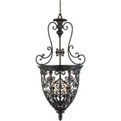 Franklin Iron Works French Scroll Rubbed Bronze Chandelier 22 1/2" Wide Rustic 9-Light Fixture For Dining Room House Kitchen Island Entryway Bedroom -Adesso Shop GUEST be2803c9 6179 4d49 9451 fd37143d4714